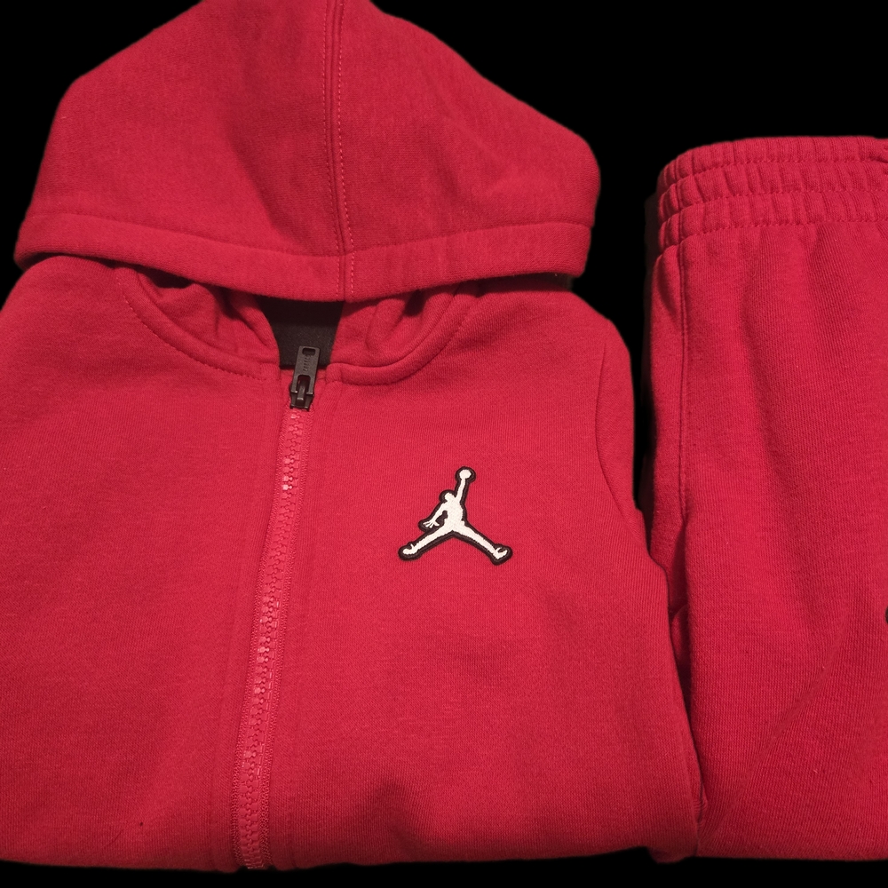 Red Hoodie and Sweatpants Set with Logo